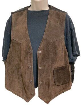 Nugget London Brown Genuine Suede Vest Men's Large
